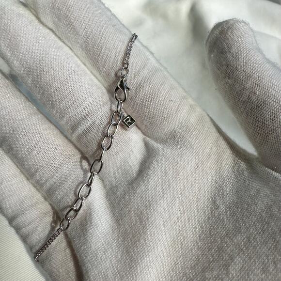 Nina Ricci Cube Pendant Necklace Rhodium Plated Pendant Swarovski Signed - Picture 9 of 9